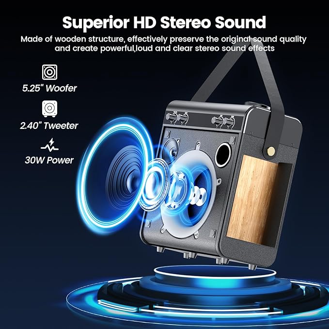 Karaoke Machine with 2 Wireless Microphones, Portable Bluetooth Speaker - Image 3