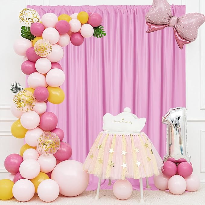Sugargirl 10x10FT Pink Backdrop Curtains Polyester Photo Backdrop Drapes - Image 7