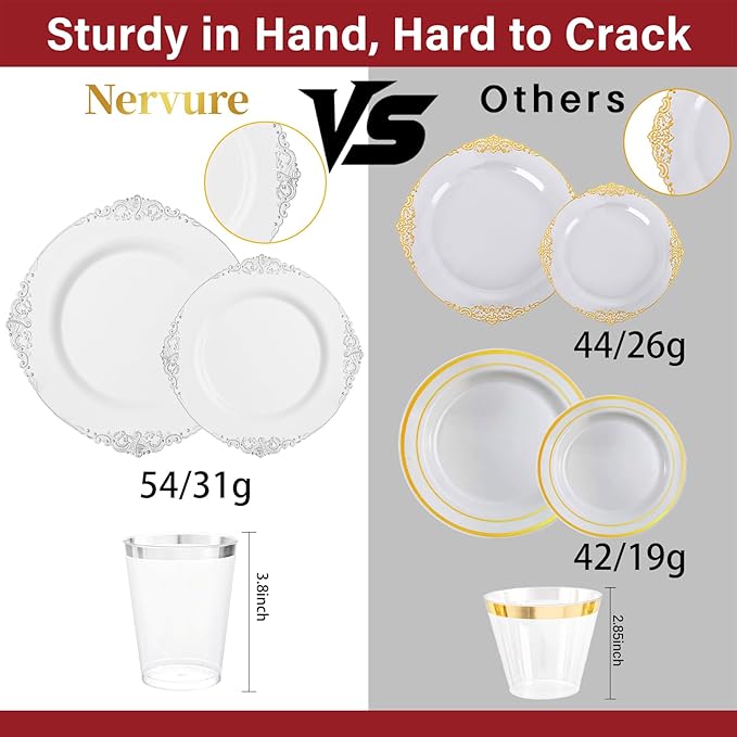 Nervure 350PCS Silver Plastic Plates - Image 7