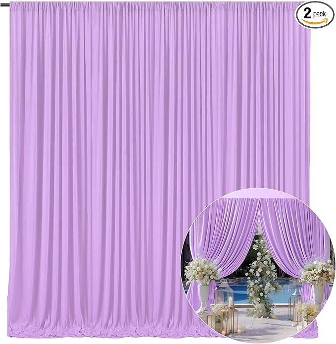 10 x 10 Feet Light Purple Backdrop Curtain by ZEBMOON