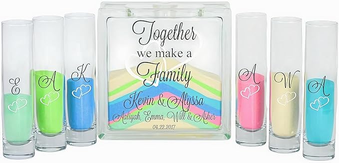 Glass Unity Sand Set for Weddings w LID, Ink Printed by DaKuHo