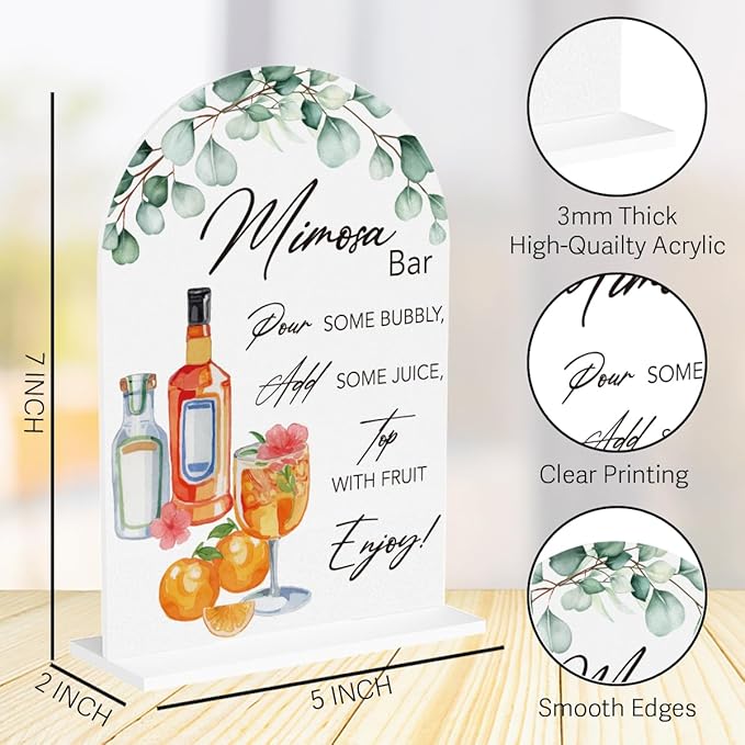 Mimosa Bar Sign for Wedding Acrylic Arch Wedding Bridal Shower Baby Shower - Image 2