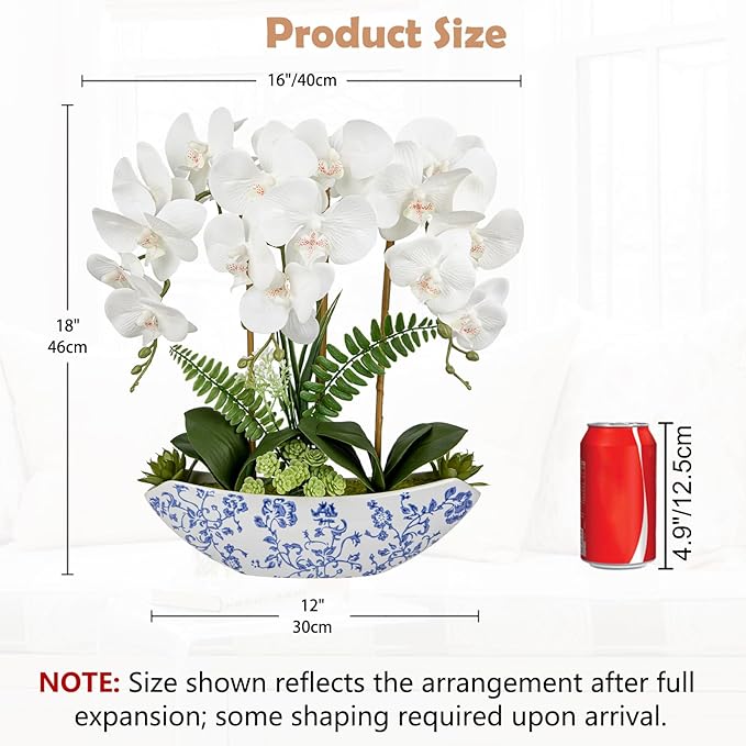 Briful Orchid Artificial Flowers 18in White Fake Orchid Silk Flowers - Image 2