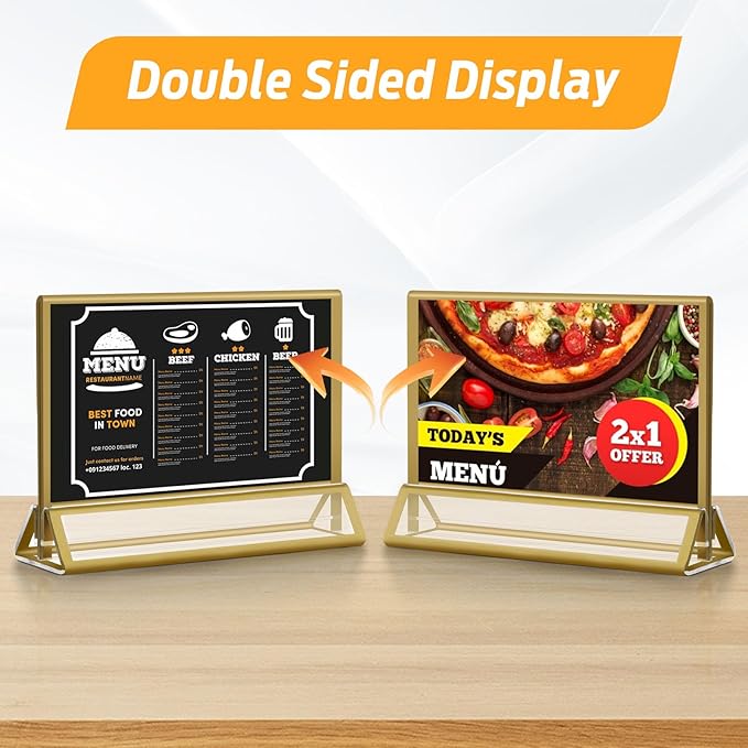 Smarpau 7x5 Gold Acrylic Sign Holder, 16 Pack Wedding Table Number Holders - Image 3