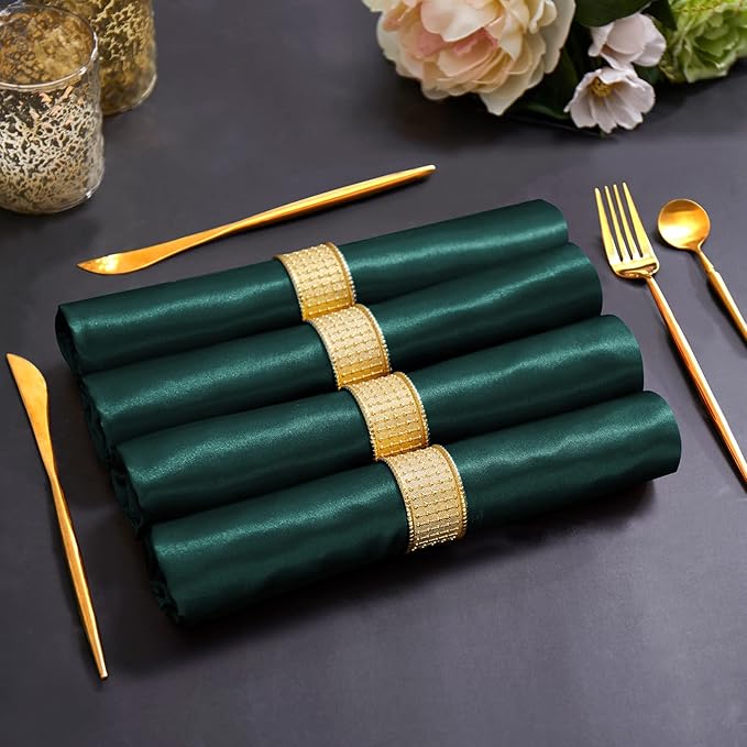 Horbaunal 16 Pack Forest Green Satin Napkins 17 x 17 Inch, Square Soft Table - Image 3