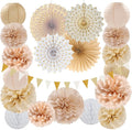 Beige-Champagne Gold White-Peach Boho Party-Decorations by Burgleda