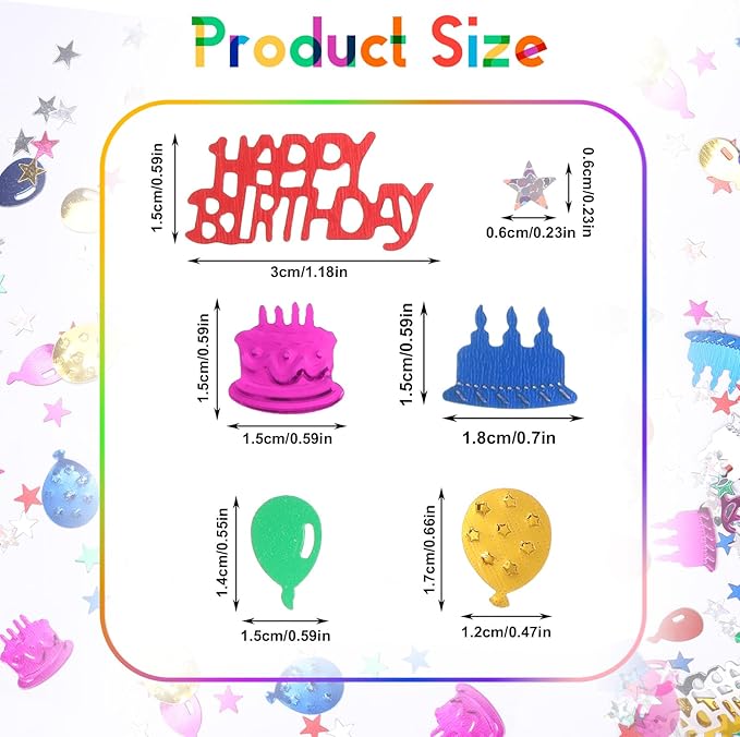 Happy Birthday Confetti Glitter Metallic Foil Table Confetti Multicolor - Image 2