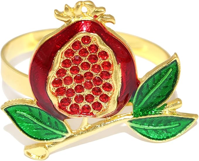 Christmas Pomegranate Napkin Rings set of 6 Red Fruit Napkin Rings - Image 8