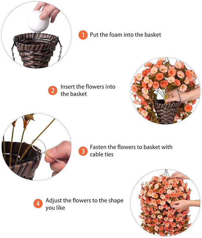 Artificial Fake Fall Hanging Flowers Plants Basket - Image 5