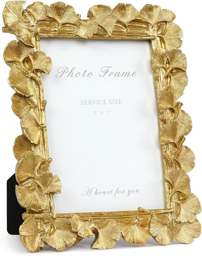 Cuspin 5x7 Picture Frame Vintage Gold Frames, Ornate Leaf Textured Hand-Crafted by Cuspin