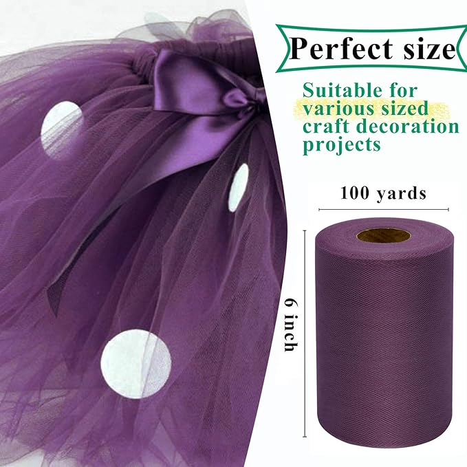 Tulle Fabric Rolls 6 Inch by 100 Yards Fabric Spool Tulle Ribbon - Image 2