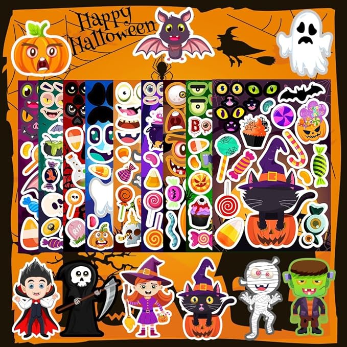 36 Sheets Halloween Stickers for Kids, Make Your Own Halloween Stickers - Image 2