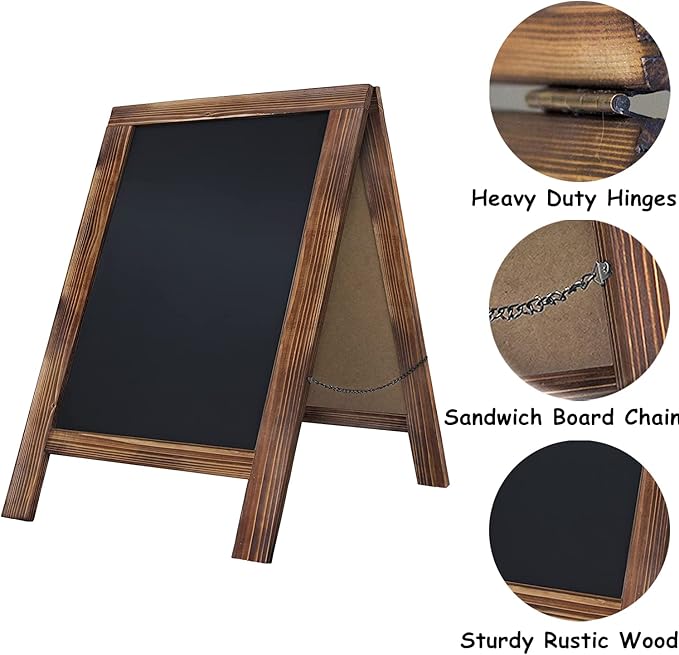 Rustic Whitewash Double Sided Chalkboard, 7.5"*8.6" Tabletop Stand, Small - Image 4