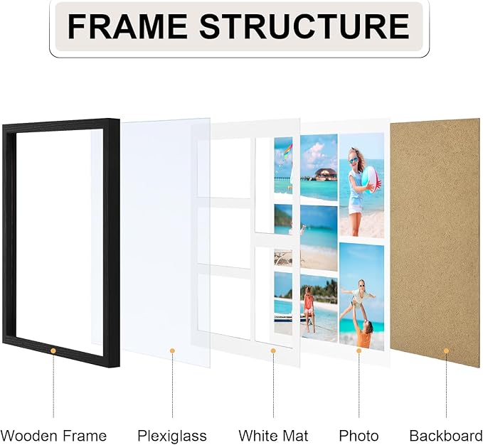 Vittanly 11x14 Collage Picture Frame, Displays 5Pcs 4x6 Pictures - Image 7