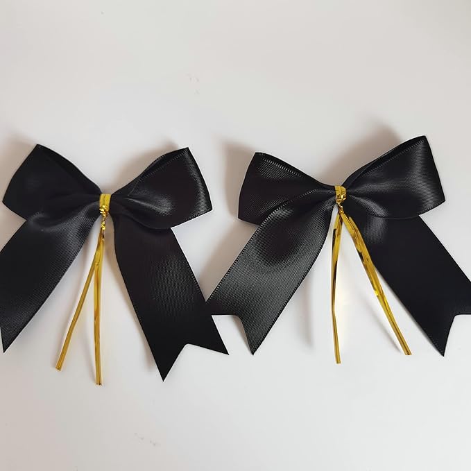 50pcs 3-1/2" Black Satin Ribbon Bows - Image 4