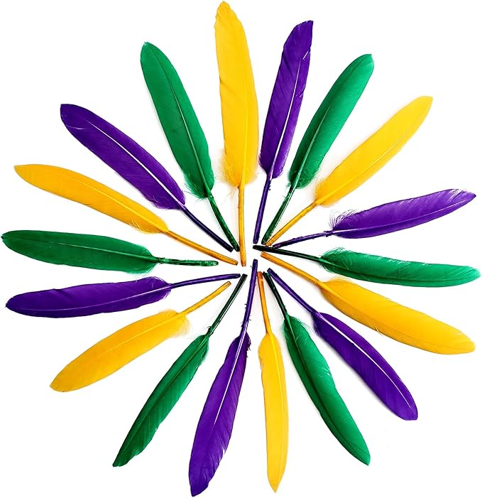 FeelfunFeather 120pcs Mardi Gras Goose Cochettes Feather 4-6 inch Decorative - Image 3