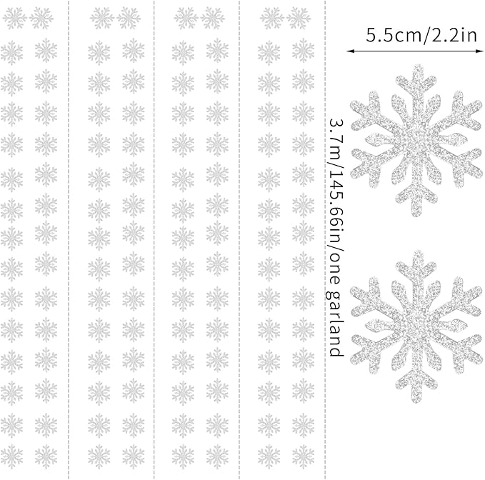 Snowflake-Snow Silver Christmas Party-Decoration Garland - 52ft Frozen Winter - Image 3