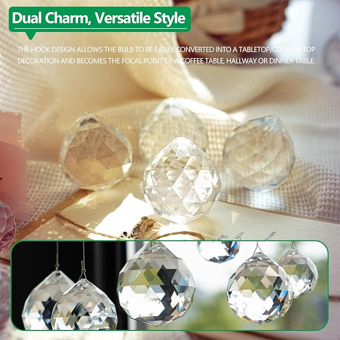 12pcs 30mm Clear Crystal Glass Ball Prisms Hanging Crystals Prisms Sun Catchers - Image 3