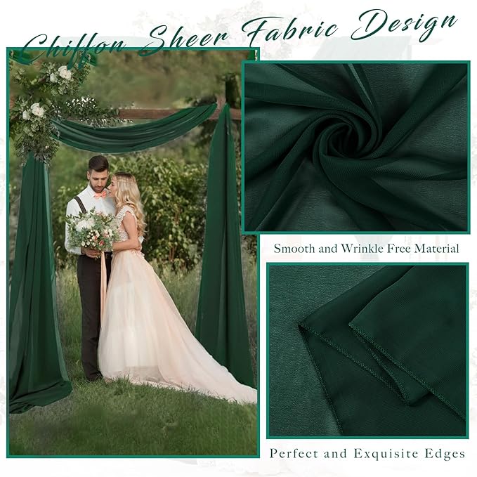 Emerald Green 4 Panels Wedding Arch Draping Fabric 20Ft Length x 28" Width Arch - Image 4