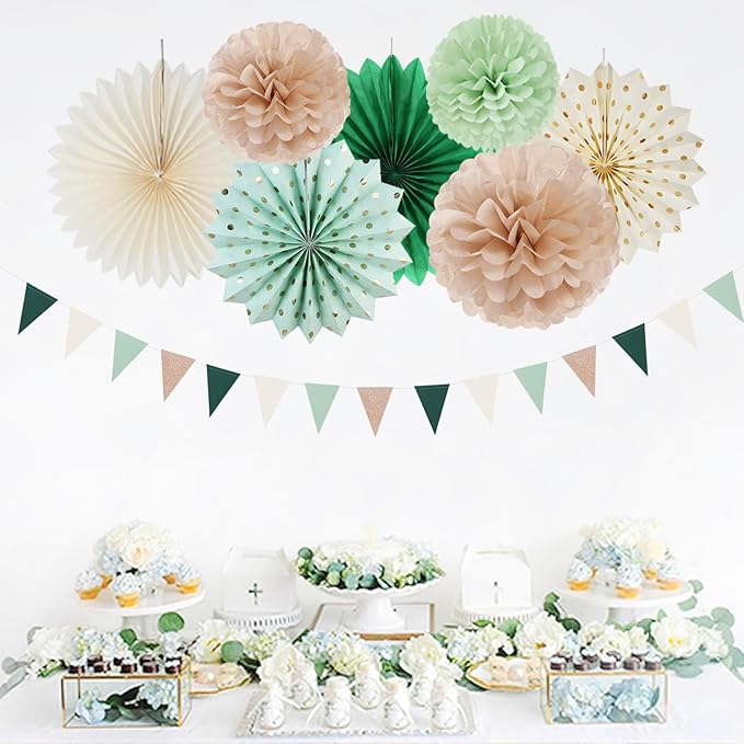 Olive-Sage Green Champagne-Gold Pink Party-Decorations - Image 4