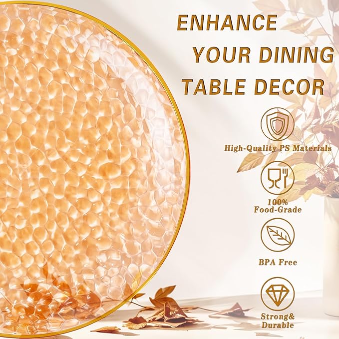 Rubtlamp 100Pcs Thanksgiving Plastic Dinner Plates, 10 Inch Disposable Orange - Image 2