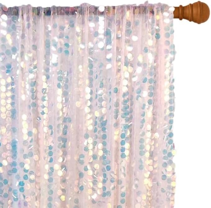 HH 9x9FT Iridescent Sequin Backdrop Curtains, 2 Panel Photography Backdrop - Image 3