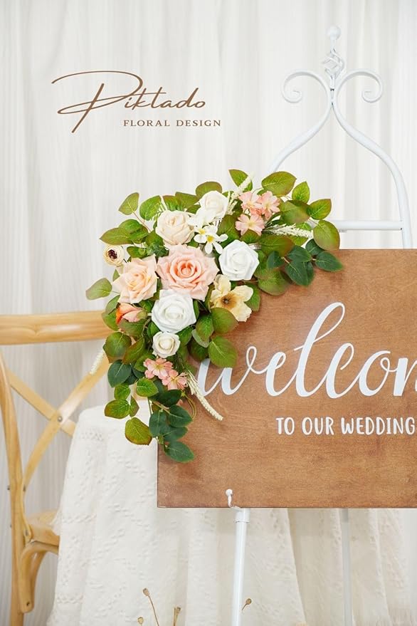 Wedding decor Welcome Sign Flower Backdrop Garland - Image 7