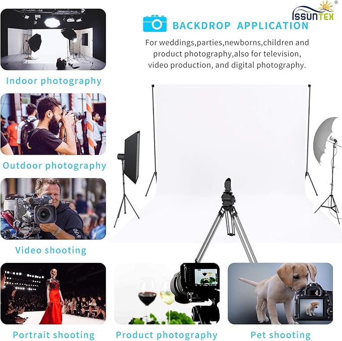 ISSUNTEX 5X6.5 ft White Background Backdrop, Photo Studio, Collapsible High - Image 7