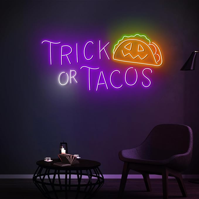 Personalized Trick Or Tacos Halloween Neon Sign Accessories, Custom Restaurant by Handmadetneonsign