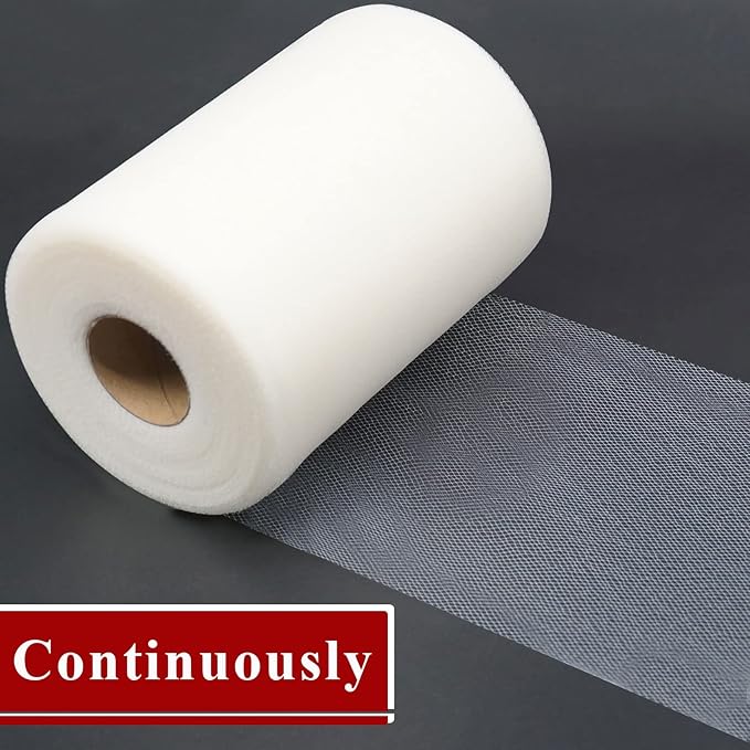 Ivory Tulle Fabric Rolls 6 Inch by 200 Yards Fabric Spool Tulle Ribbon - Image 6
