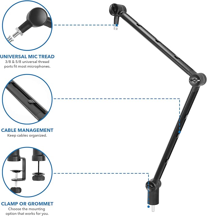 MOUNT-IT! Adjustable Microphone Boom Arm Suspension Scissor Mic Stand, Desk - Image 4