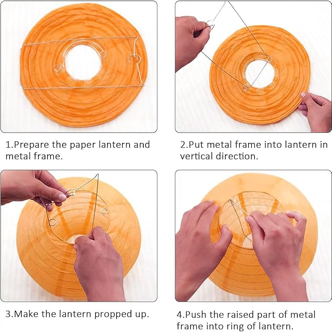 12pcs Orange and Blue Paper Lanterns, Hanging Paper Lanterns - Image 5