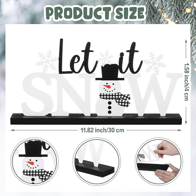 Winter Metal Sign Let It Snow Table Decor Christmas Tiered Tray Decor - Image 2