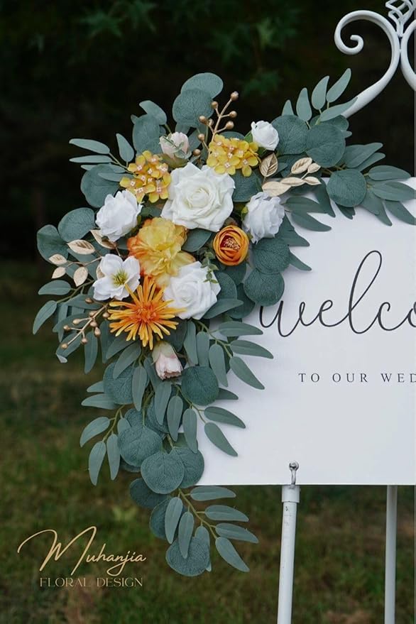 Wedding Sign Faux Flower Swag for Ceremony Party Reception Entrance Floral - Image 9