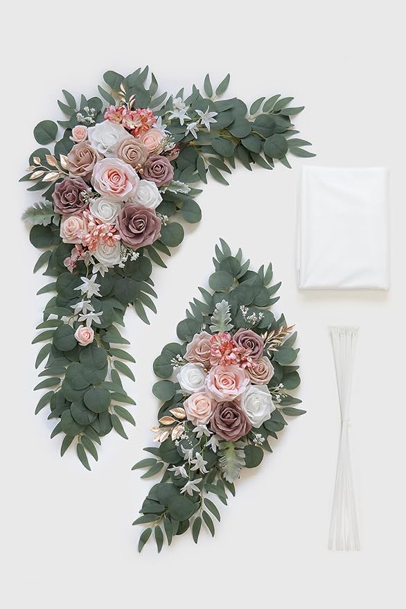 Dusty Rose Artificial Wedding Arch Flowers Kit - Image 3