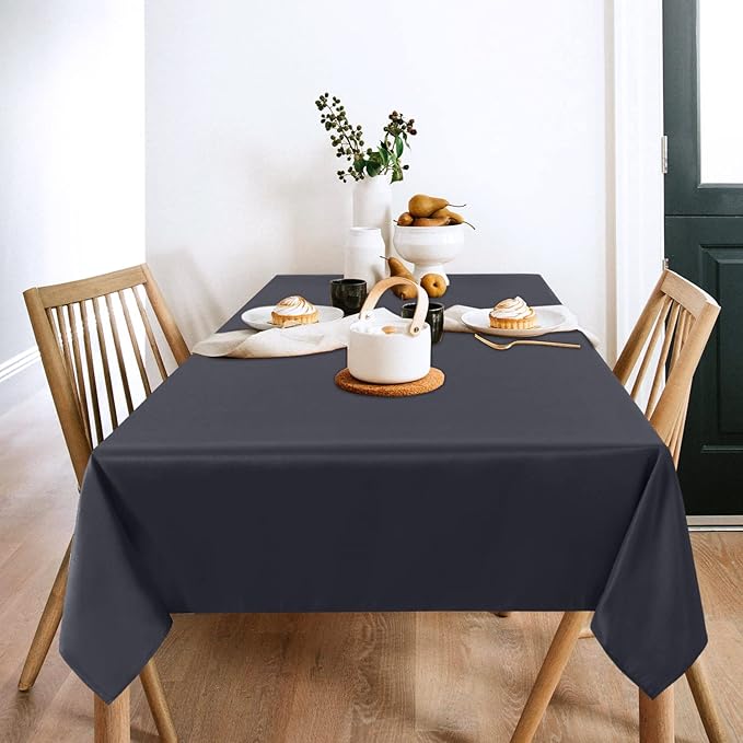 sancua 2 Pack Dark Grey Tablecloth 60 x 102 Inch, Rectangle 6 Feet Table Cloth - Image 2