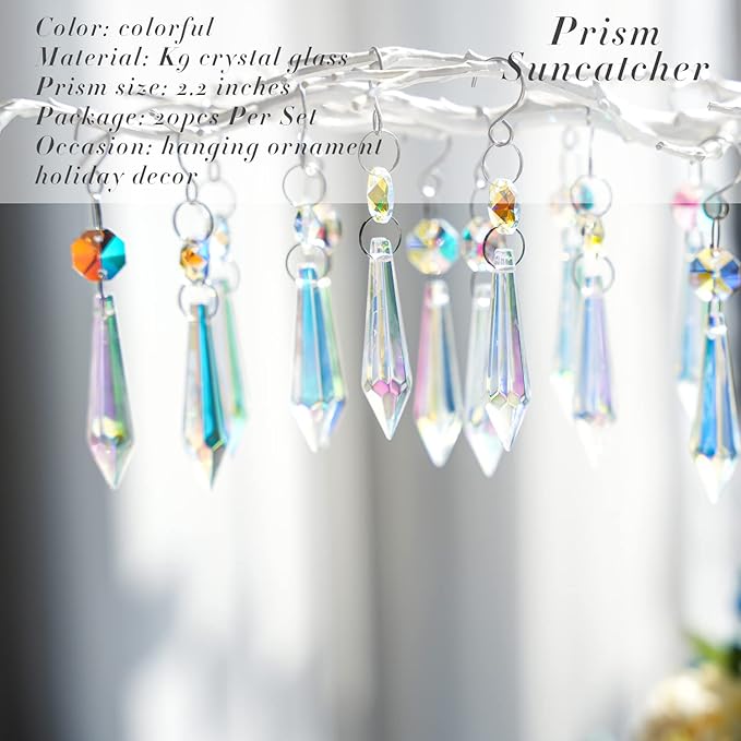 20PCS Chandelier Icicle Crystal Prisms Suncatcher, 55mm Chandelier Crystals - Image 8