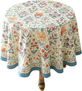 ISAENNE Designer Linen Elegant Round Tablecloth, Colorful Floral Bohemian Table by Isaennehomedecoration