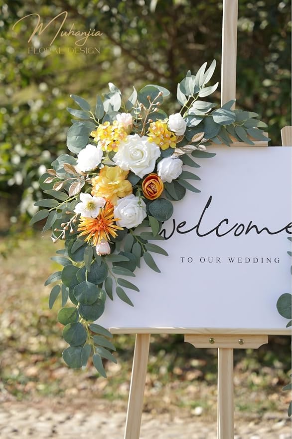 Wedding Sign Faux Flower Swag for Ceremony Party Reception Entrance Floral - Image 4
