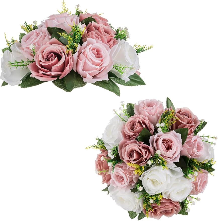 BLOSMON Dusty Rose Flowers Decoration: 2 Pcs Pink Artificial Flowers Balls by Blosmon