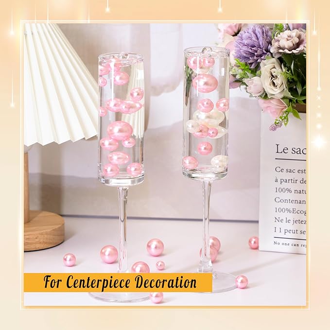 300Pcs Pearl Vase Filler, Ivory Lightpink No Hole Faux Pearl Beads - Image 4