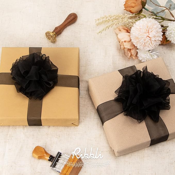 Ribbli Black Sheer Organza Ribbon, 1-1/2 Inches x Continuous 50 Yard Use - Image 7