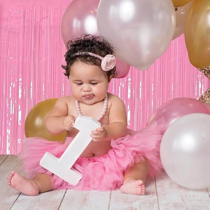 20 Pack Foil Curtain Pink Backdrop Streamers Metallic Tinsel Fringe Curtains - Image 5