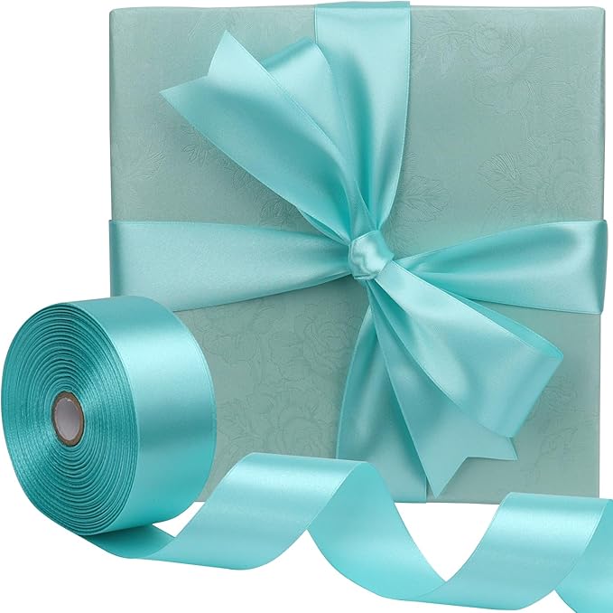 Lake Blue Solid Satin Ribbon 1-1/2 Inch 50 Yards Solid Polyester Fabric Ribbon - Image 5
