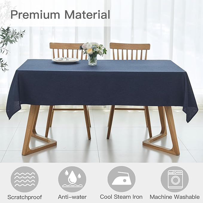 maxmill Rectangle Linen Texture Tablecloth Stain Proof Waterproof Wrinkle Free - Image 3