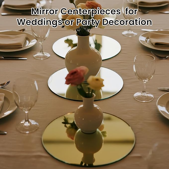 Glass Round Mirror Centerpieces - Image 7