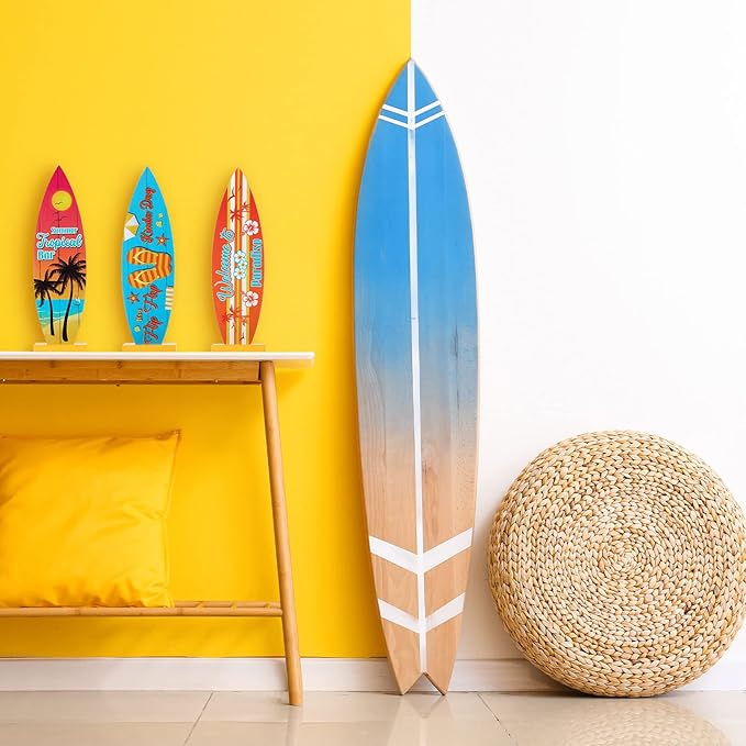 Blulu 4 Pcs Surfboard Table Decorations Surfboard Beach Signs Welcome to - Image 3