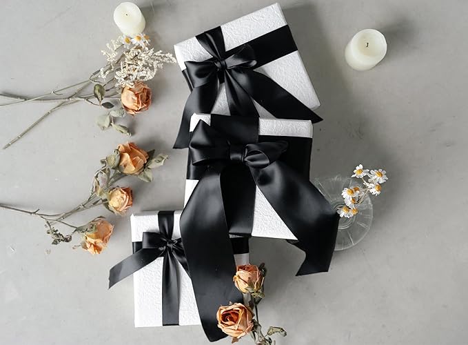 Black Satin Ribbon 2.5 Inch Double-Faced Wide Ribbon 25 Yards - Image 6
