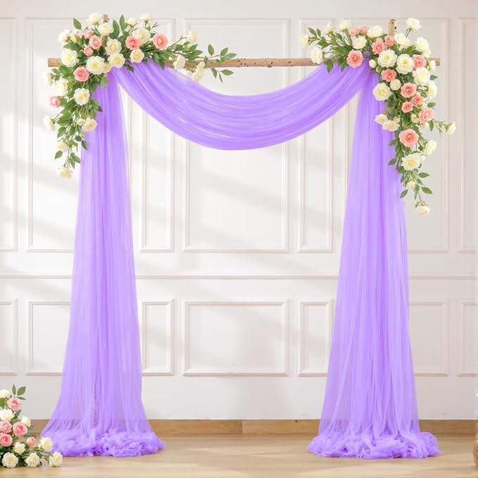 Wedding Arch Draping Fabric Backdrop 2 Panel 60" x 26Ft Purple Arch Drapes by Suppromo