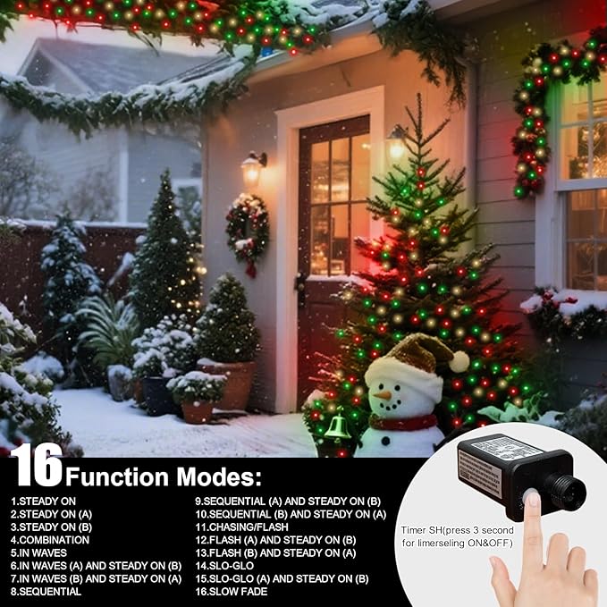 LAMPHOME 66ft Christmas Decorative Mini Lights, 200 LED Transparent Wire Fairy - Image 3